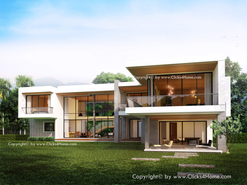 แบบบ้านสองชั้นทรงโมเดิร์น