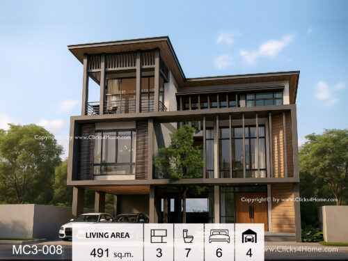 แบบบ้านโมเดิร์นสามชั้น