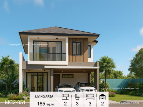 แบบบ้านสองชั้นทรงโมเดิร์น